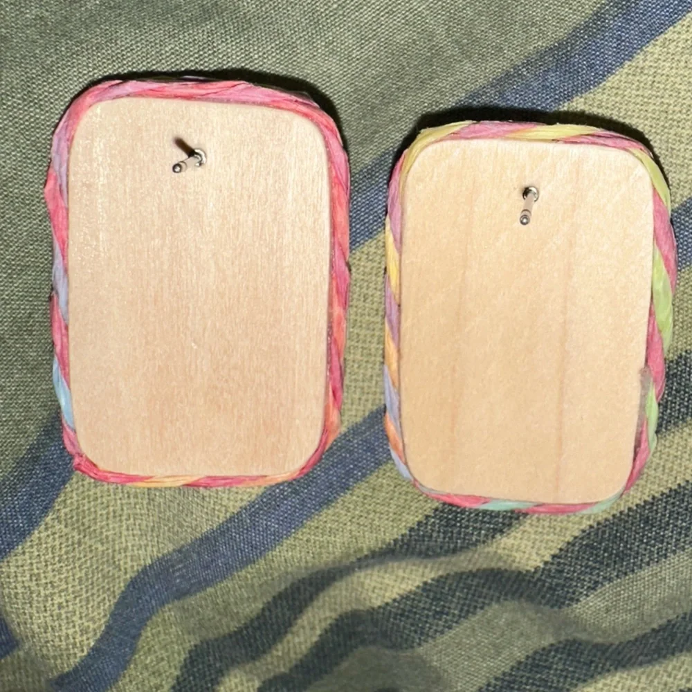 Pastel Raffia Rectangle Earring - Picture 4 of 4